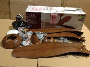 lot 11 image: Tidal Breeze 56 in. LED Indoor Distressed Koa Ceiling Fan with Light Kit and Remote Control in good condition
