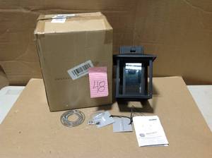 lot 48 image: Hunnington 1-Light Black Outdoor 11 in. Wall Lantern Sconce by Sea Gull Lighting in good condition