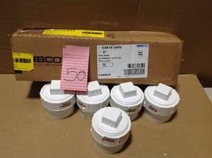 lot 50 image: NIBCO 3 in. PVC DWV Spigot x Cleanout Adaptor with Plug in good condition