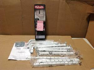 lot 64 image: HyLoft 33 in. W x 34 in. D Adjustable Garage Ceiling Mount Storage Racks in good condition