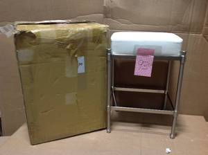 lot 93 image: Gatco 14.25 in. W x 19.5 in. H Bath Vanity Stool in Satin Nickel in good condition