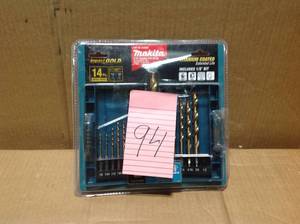 lot 94 image: Makita Impact 14 in. Hex Shank Gold Titanium Drill Bit Set (14-Piece) in good condition