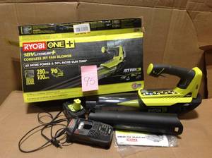 lot 95 image: ONE 100 MPH 280 CFM Variable-Speed 18-Volt Lithium-Ion Cordless Jet Fan Leaf Blower 4Ah Battery and Charger Included in good condition
