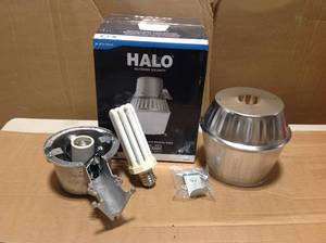 lot 7 image: 65-Watt Metallic Outdoor Fluorescent Security Wall and Area Light with Dusk to Dawn Photocell Sensor by Halo