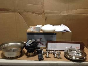 lot 32 image: Hugger 52 in. LED Indoor Brushed Nickel Ceiling Fan with Light Kit