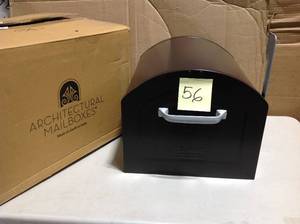lot 56 image: Architectural Mailboxes Centennial Rubbed Bronze with Silver Flag Extra Large Capacity Post Mount Mailbox