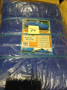 lot 74 image: T.W. Evans Cordage 50 ft. x 100 ft. Buffalo Blue Poly Tarp