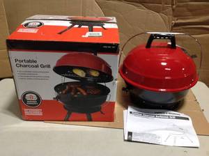 lot 87 image: 14 In. Portable Charcoal Grill In Red 141 Square Inch