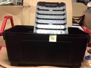 lot 92 image: IRIS 169 Qt. Store-It-All Tote Storage Bin in Black