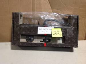 lot 22 image: Baldwin Prestige Bighorn Single Cylinder Venetian Bronze Door Handleset with Carnaby Door Knob Featuring SmartKey Security