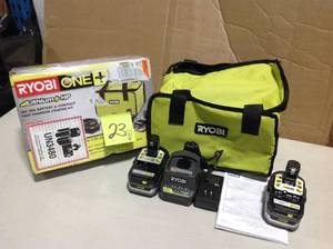lot 23 image: 18-Volt ONE LITHIUM HP 3.0 Ah Battery (2-Pack) Starter Kit with Charger and Bag
