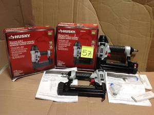 lot 57 image: Husky Pneumatic 2-in-1 18 Gauge 2 in. Brad Nailer and 14 in. Narrow Crown Stapler