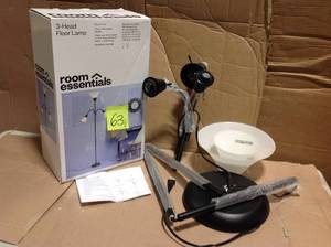 lot 63 image: Torchiere with Two Task Lights Floor Lamp