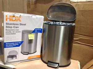 lot 65 image: HDX 13 gal. Stainless Steel StepOn Trash Can