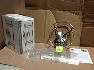 lot 70 image: 13 in. 2-Light Brushed Nickel Flushmount with Clear Glass Shade by Alsy