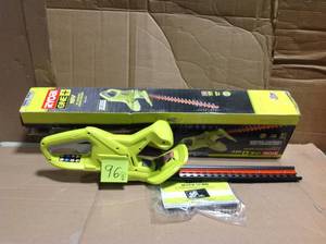 lot 96 image: RYOBI ONE 18 in. 18-Volt Lithium-Ion Cordless Hedge Trimmer (Tool-Only)