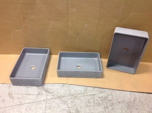lot 104 image: lOT OF 3 VIGO Dahlia Concrete Rectangular Vessel Bathroom Sink in Ash NOT USED