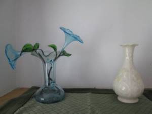 Belleek vase and decorative glass art