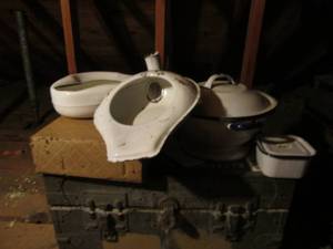 Enamelware and bed pan...