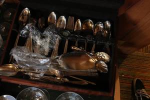 Silverware set, glass and china...