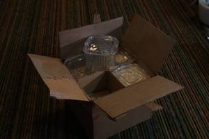 Vintage glass refrigerator containers in original box