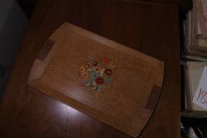 Floral wood serving tray...