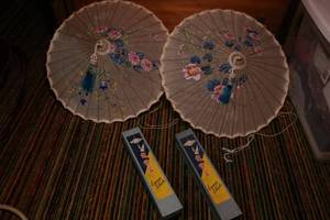 Flowered folding lamp shades...