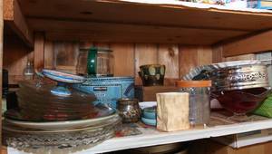 Shelf full of kitchen goods...