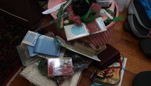 Vintage sewing box and supplies