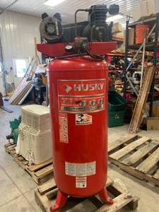 lot 58 image: Husky 60 Gallon Air Compressor with New Rebuilt Motor Made in USA