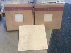 lot 34 image: Lot of 8 Travertine Tile 18 sq ft. ($291.42 retail)