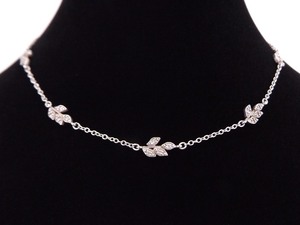 .925 Sterling Silver Crystal Accented Leaf Necklace