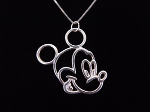 .925 Sterling Silver Mickey Mouse Pendant Necklace