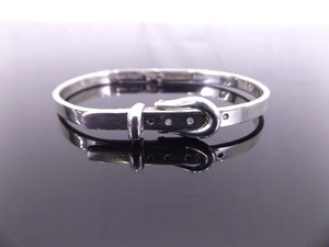 .925 Sterling Silver Adjustable Belt Buckle Hinged Bracelet