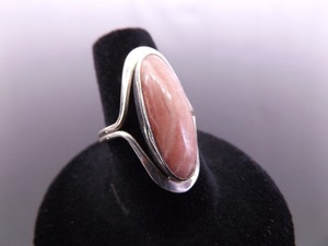 .925 Sterling Silver Apricot Agate Cabochon Ring&nbspSize&nbsp7.5