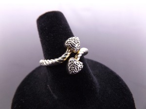 .925 Sterling Silver Diamond Accented Double Heart Vermeil Ring&nbspSize&nbsp7.5