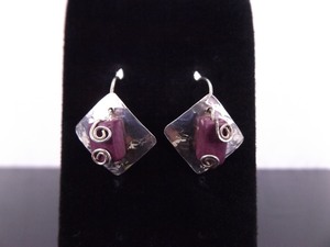 .925 Sterling Silver Artisan Phosphosiderite Hook Earrings