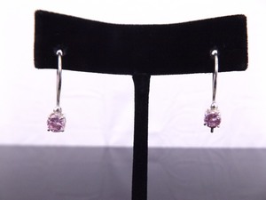 .925 Sterling Silver Pink Sapphire Crystal Hook Earrings