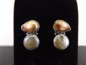 .925 Sterling Silver Baroque Pearl Post Earrings