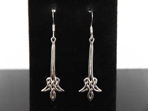 .925 Sterling Silver Celtic Bar Dangle Hook Earrings