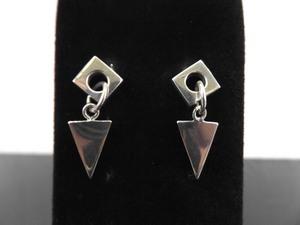 .925 Sterling Silver Post Modern Art Dangle Post Earrings