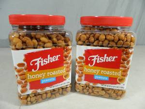 lot 64 image: 4 lbs 8 oz of Fisher Honey Roasted Peanuts
