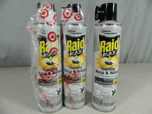 lot 88 image: 3 New Cans of Raid Max Foaming Wasp and Hornet Spray