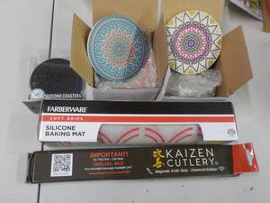 lot 80 image: Coasters, Silicone Baking Mat and M...