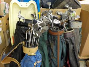 lot 108 image: Pallet Lot of Golf Clubs, Bag, Sled...