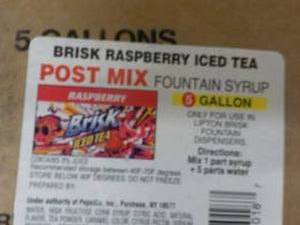 lot 184 image: 5 Gallon Brisk Raspberry Iced Tea P...