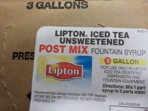 lot 187 image: 3 Gallon Lipton Iced Tea Unsweetene...
