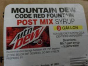 lot 197 image: 3 Gallon Mountain Dew Code Red Foun...