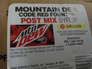 lot 196 image: 3 Gallon Mountain Dew Code Red Foun...