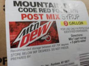 lot 198 image: 3 Gallon Mountain Dew Code Red Foun...